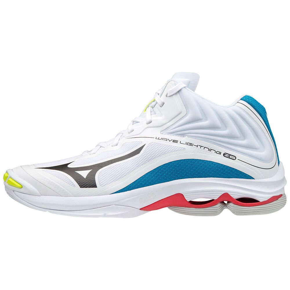 Mizuno Wave Lightning Z6 Mid - Bayan Voleybol Ayakkabısı - Beyaz/Siyah/Mavi Türkiye (XTUYFE-680)